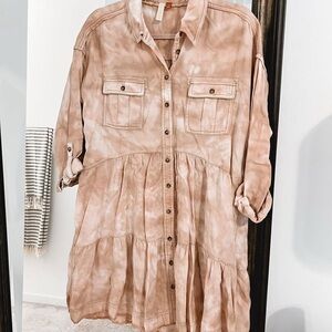 Tie-Dye Button-Up Shirt Dress
